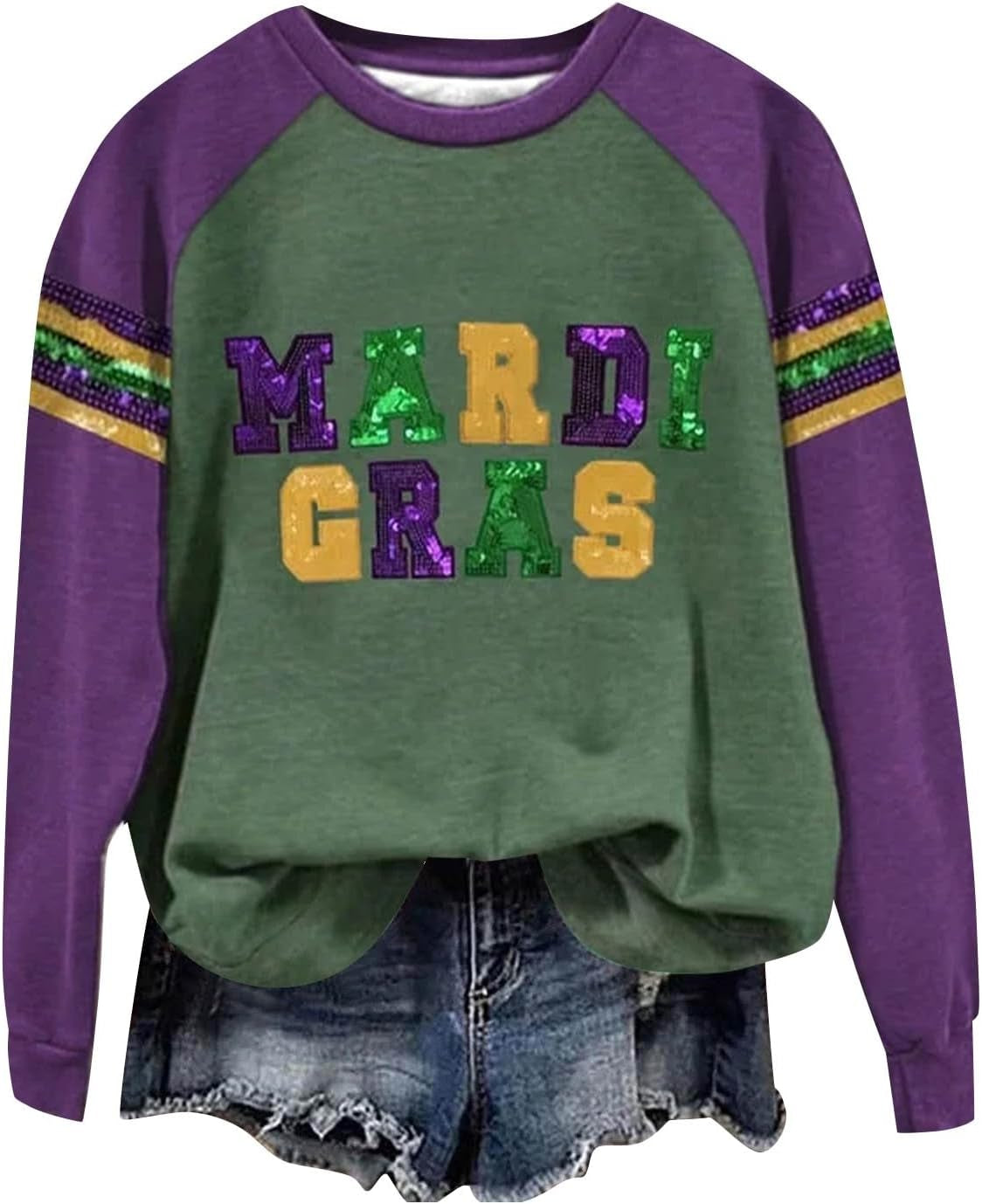 Mardi Gras Sweater for Women Casual Long Sleeve Funny Mask Graphic Top 2025 Carnival Themed Party Pullover Sweatshirt