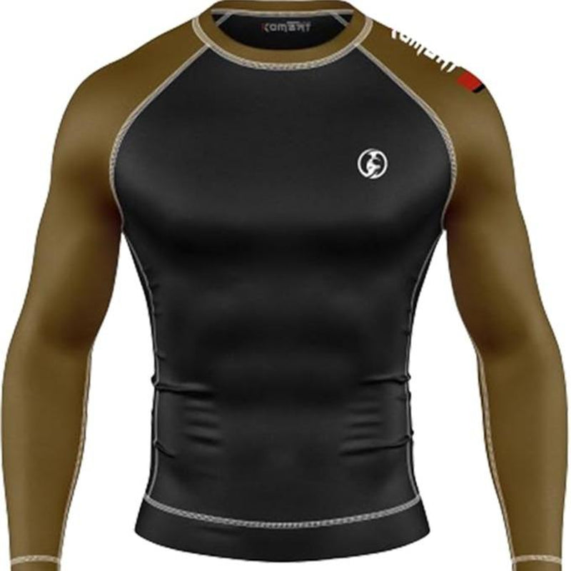 KOMBAT USA Jiu Jitsu BJJ Men'S Rash Guard, Long Full Sleeve, Sports Nogi Training, IBJJF Rank Color