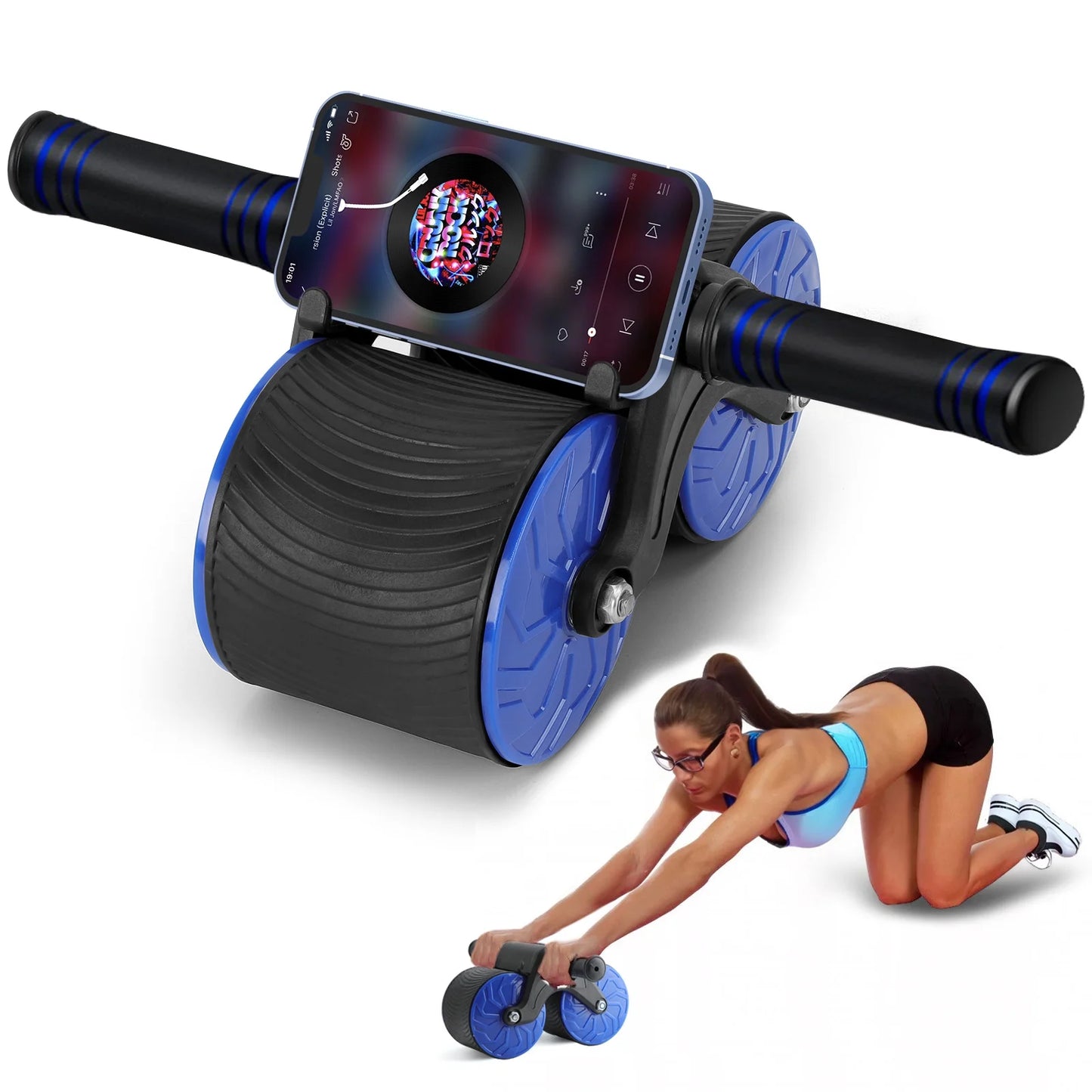 Dual Wheel Automatic Rebound Abdominal Roller for Effortless Core Workouts