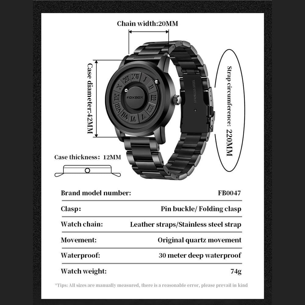 Unisex Cool Watches Roman Numerals Creative Magnetic Levitation Balls Dial Waterproof Quartz Wrist Watches Couple Watch