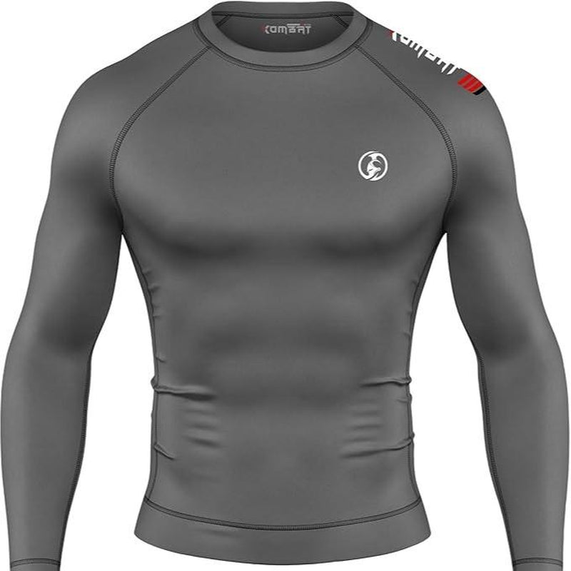 KOMBAT USA Jiu Jitsu BJJ Men'S Rash Guard, Long Full Sleeve, Sports Nogi Training, IBJJF Rank Color