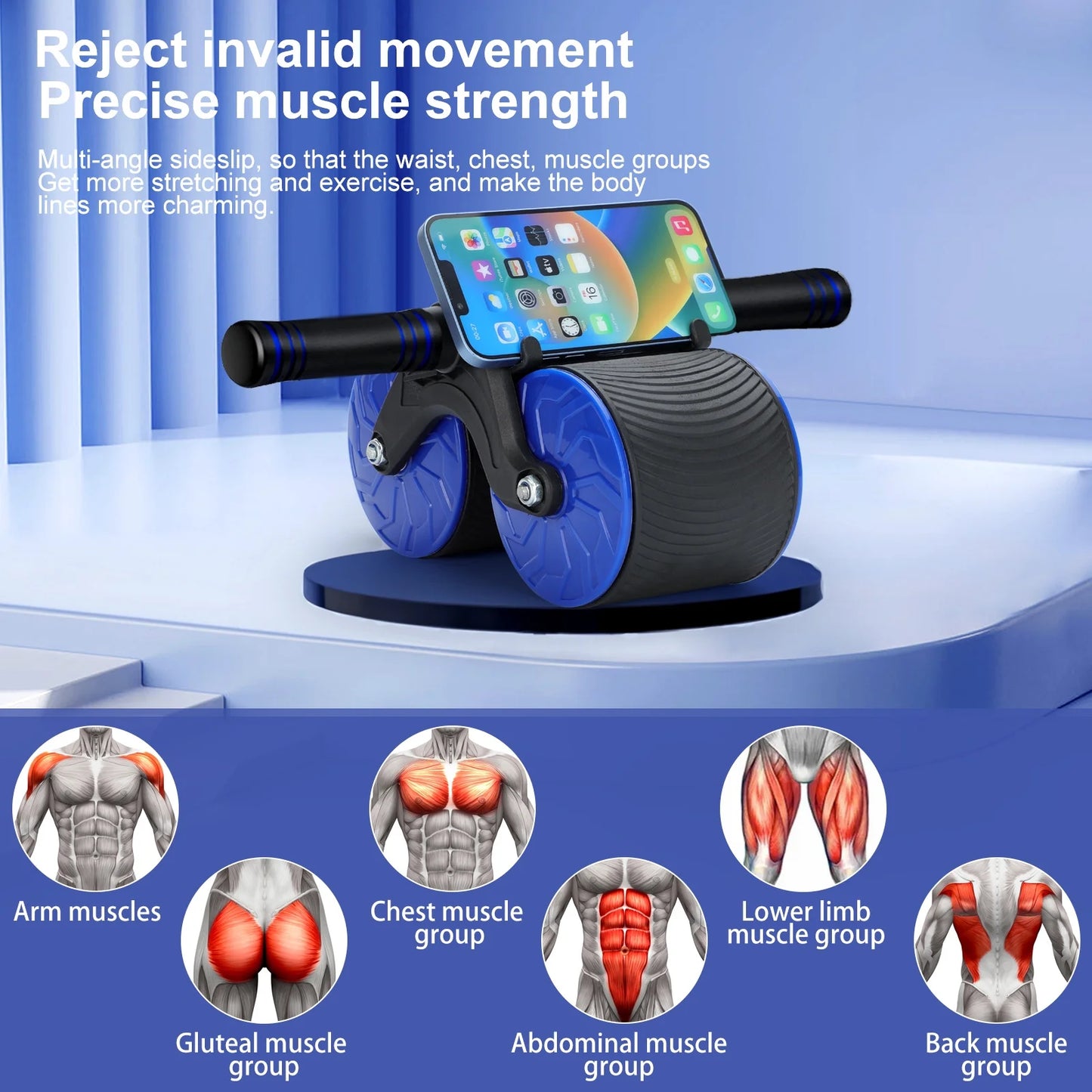 Dual Wheel Automatic Rebound Abdominal Roller for Effortless Core Workouts