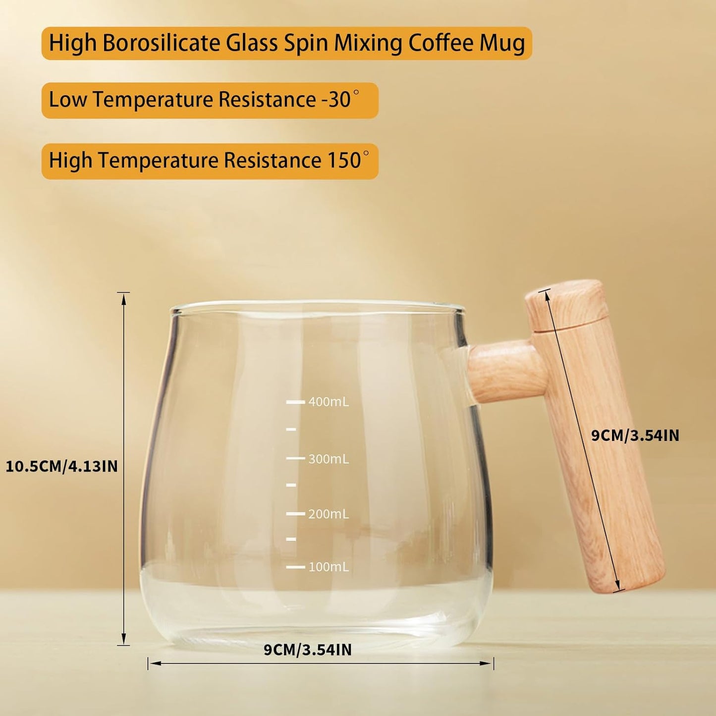 Self Stirring Mug, Electric Mixing Cup Self Stirring Coffee Mug High Borosilicate Glass Mixing Coffee Mug Rotating Home Office Travel Stirring Cup Suitable for Coffee/Milk/Protein Powder