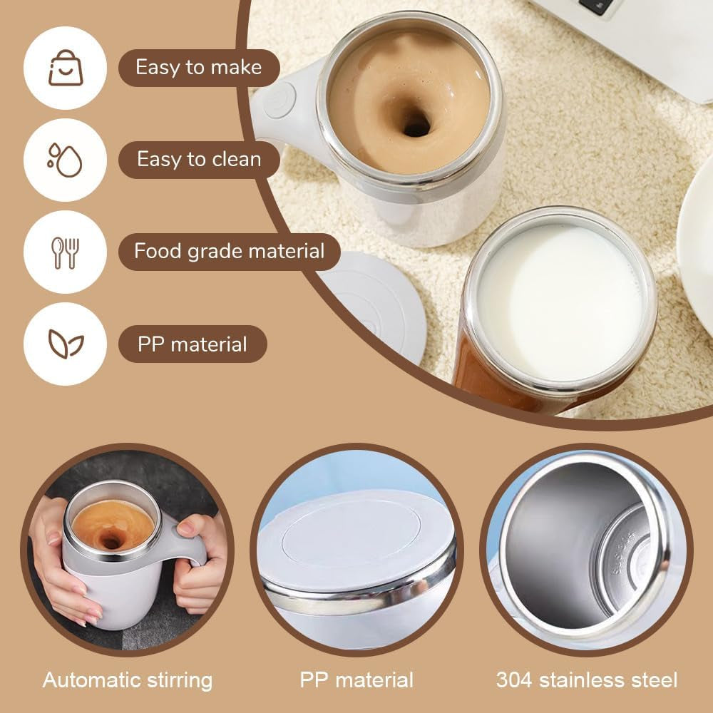 Self Stirring Coffee Mug, Automatic Magnetic Stirring Coffee Mug, Electric Mixing Coffee Mug Office, Multi Purpose Automatic Stirring Mug for Milk/Cocoa Travel Household School (Black(Battery))