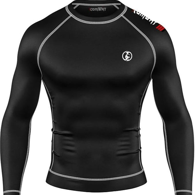 KOMBAT USA Jiu Jitsu BJJ Men'S Rash Guard, Long Full Sleeve, Sports Nogi Training, IBJJF Rank Color