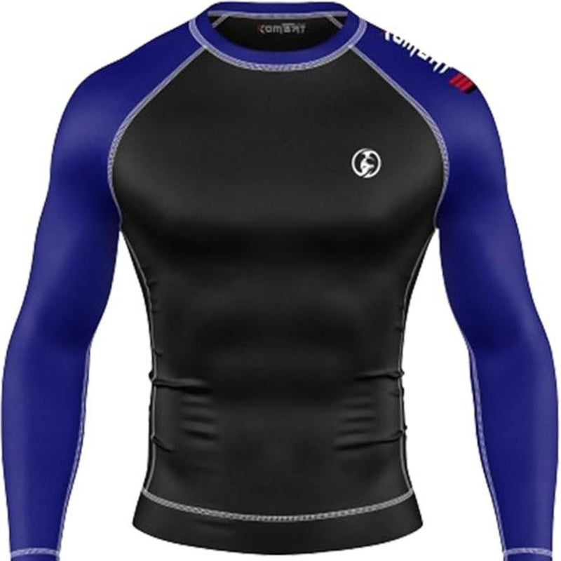 KOMBAT USA Jiu Jitsu BJJ Men'S Rash Guard, Long Full Sleeve, Sports Nogi Training, IBJJF Rank Color