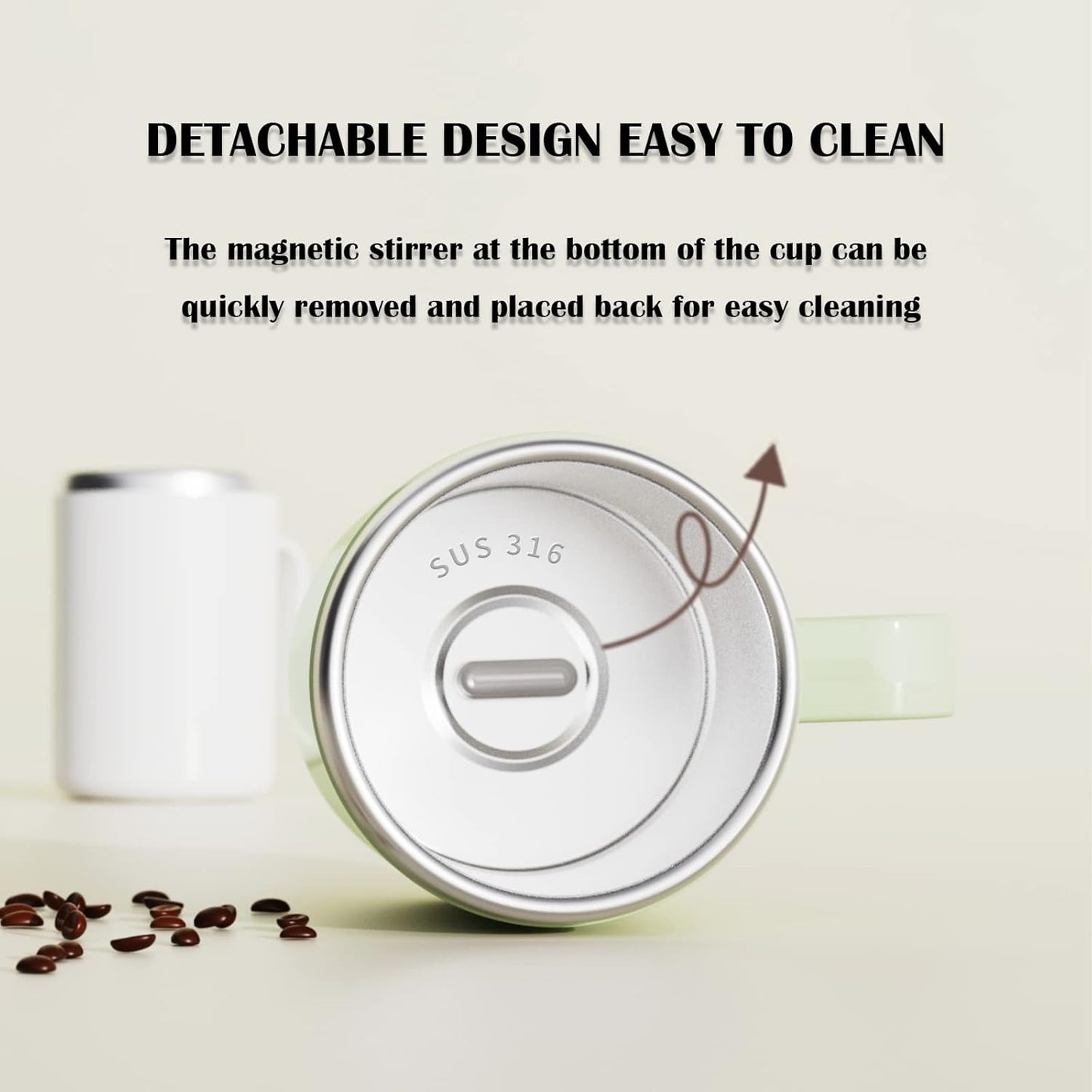 Rechargeable Self Stirring Mug - Magnetic Adsorption Charging | IPX7 | Electric Auto Mixing Stainless Steel Cup 400 Ml/13.5 Oz(Pink)