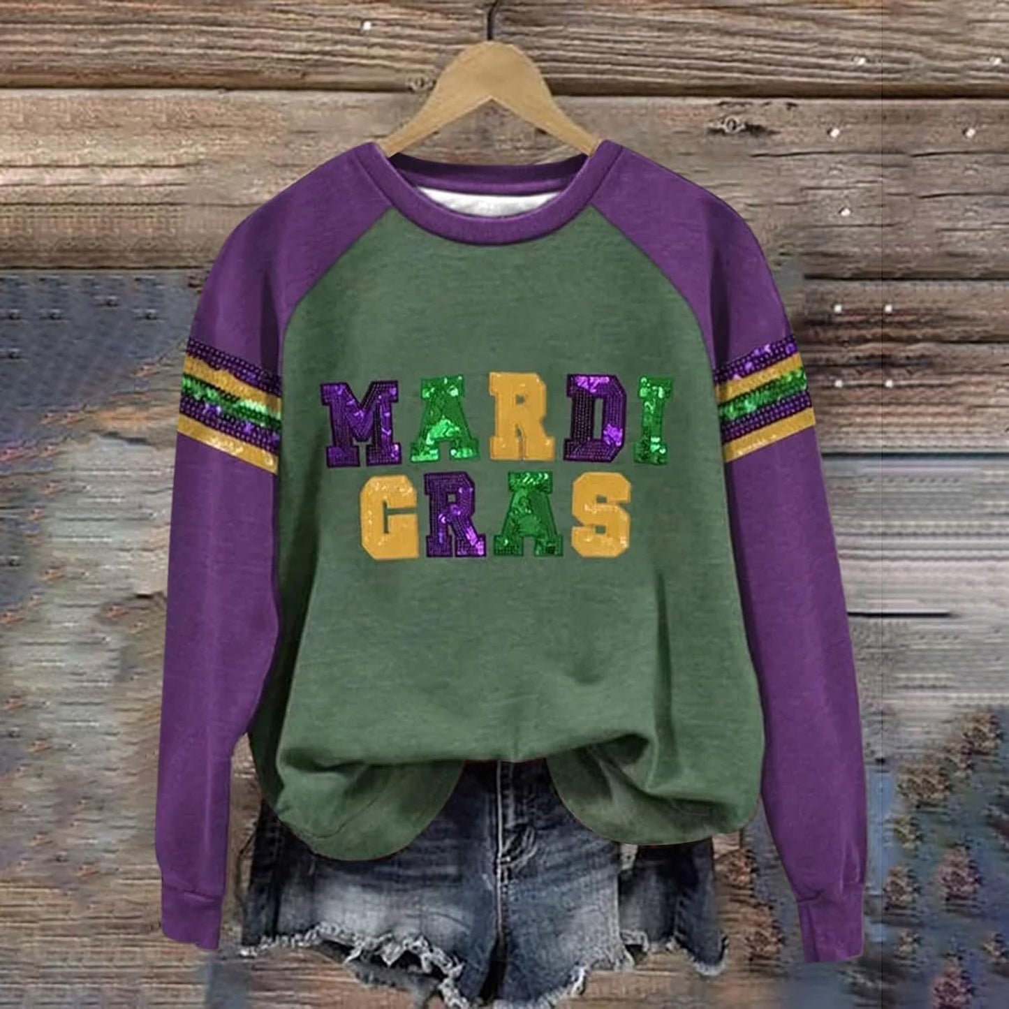 Mardi Gras Sweater for Women Casual Long Sleeve Funny Mask Graphic Top 2025 Carnival Themed Party Pullover Sweatshirt