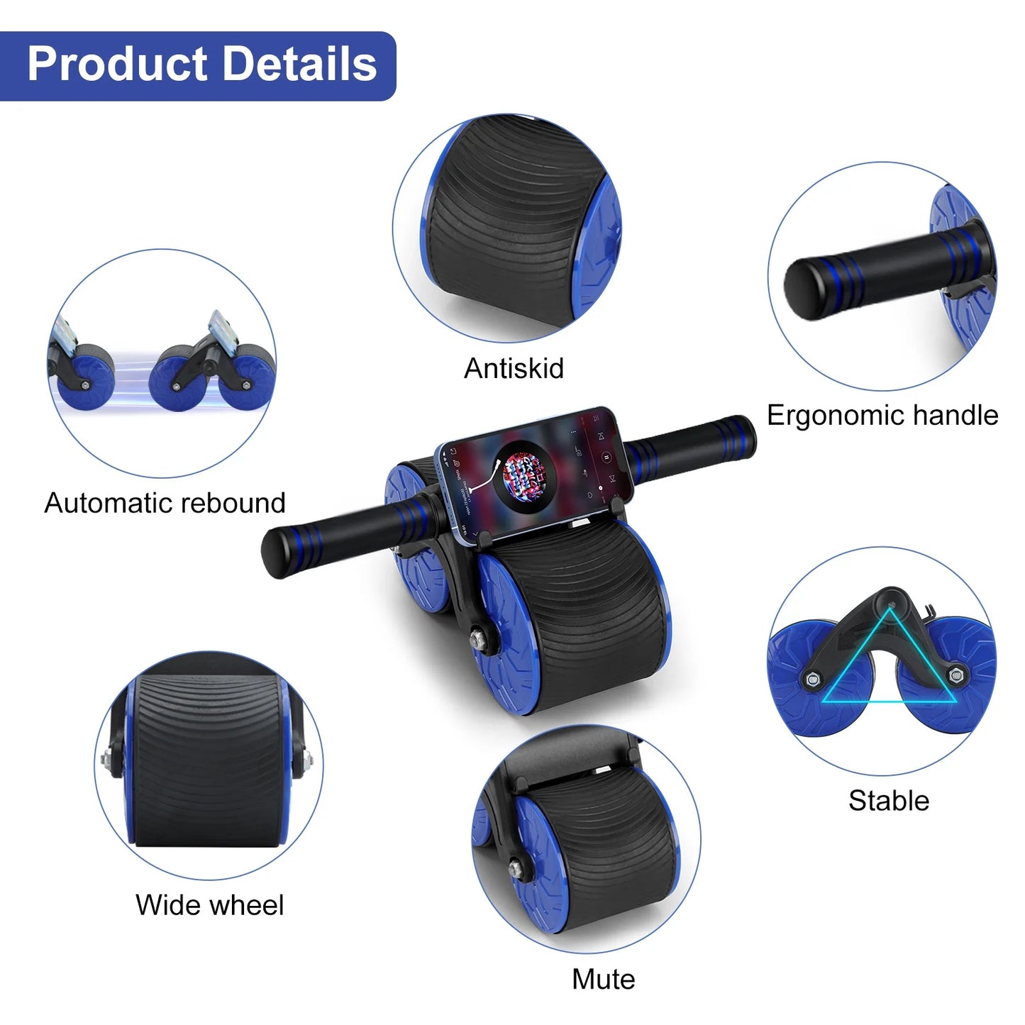 Dual Wheel Automatic Rebound Abdominal Roller for Effortless Core Workouts