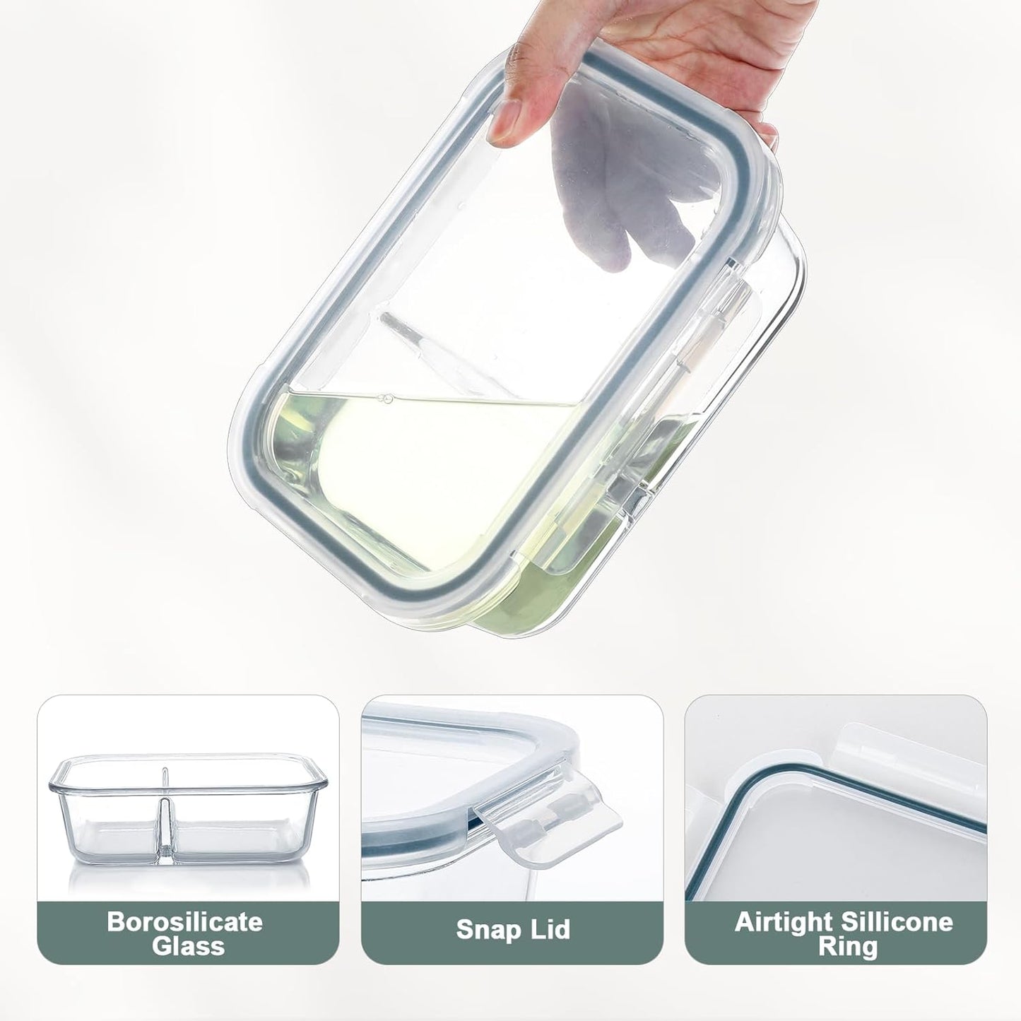 10 Packs 30 Oz Glass Meal Prep Containers 2 Compartment, Glass Food Storage Containers with Lids, Airtight Glass Lunch Bento Box - Freezer,Dishwasher and Microwave Safe