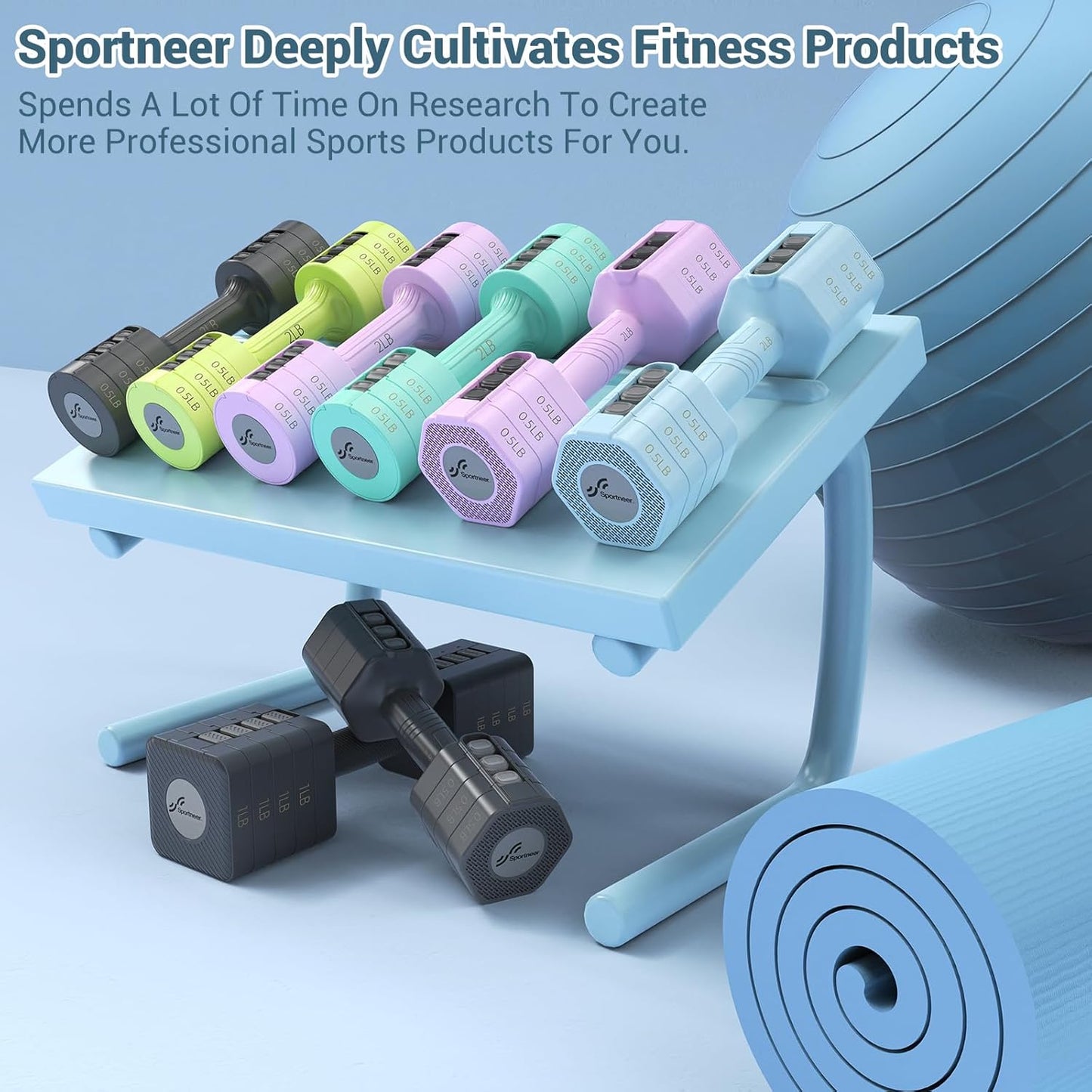 Adjustable Dumbbells Hand Weights Set: 4 in 1 Weight Each 2Lb 3Lb 4Lb 5Lb Free Weights Dumbbells Set for Women Fast Adjust Dumbbell Set for Men Home Gym Workout Strength Training Exercise