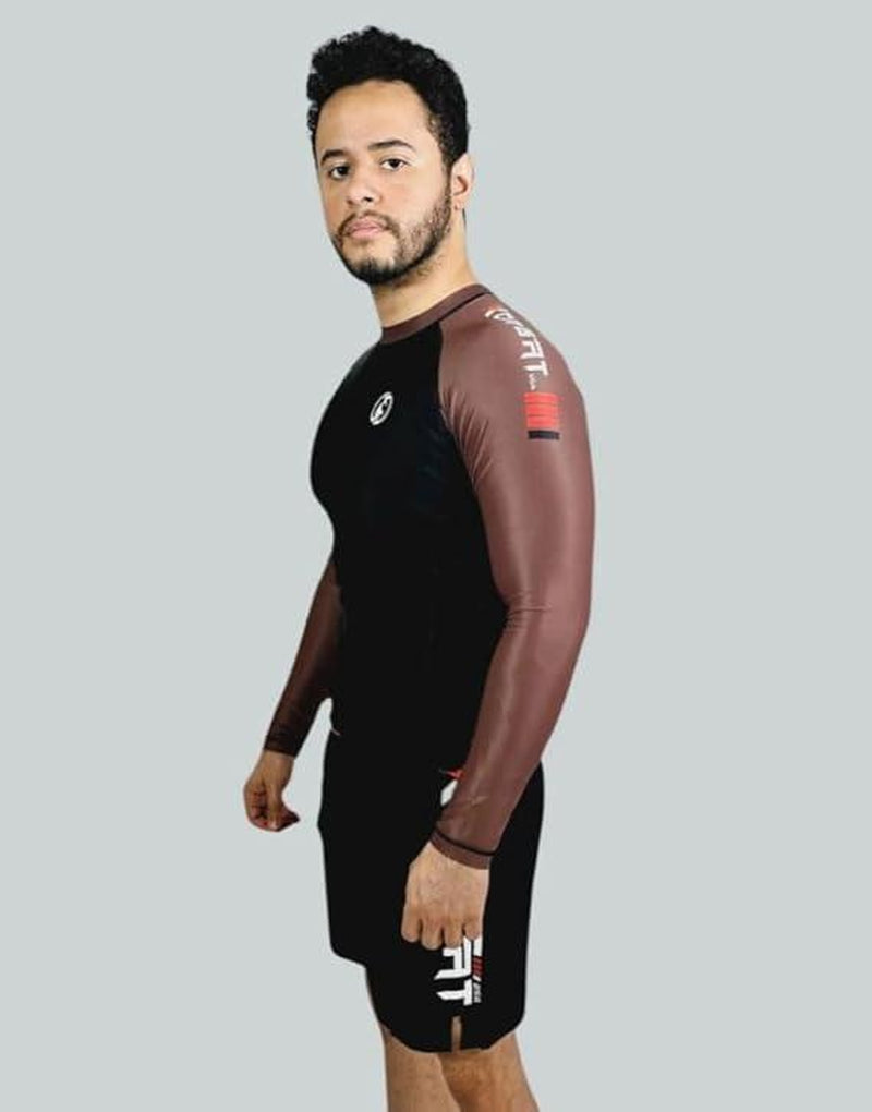 KOMBAT USA Jiu Jitsu BJJ Men'S Rash Guard, Long Full Sleeve, Sports Nogi Training, IBJJF Rank Color