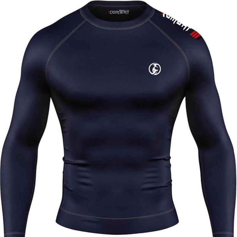 KOMBAT USA Jiu Jitsu BJJ Men'S Rash Guard, Long Full Sleeve, Sports Nogi Training, IBJJF Rank Color