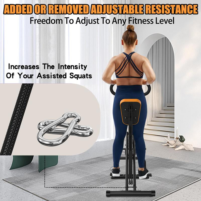 【Kinmac】260Lbs Squat Machine Full-Body Exercise for Home - Assist Trainer for Glutes Workout Foldable with Resistance Bands, for Botty Glutes Butt Thighs, Ab Back/Leg Press Hip Thrust for Home Gym Fitness