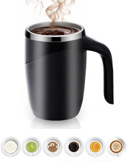 Self Stirring Coffee Mug, Automatic Magnetic Stirring Coffee Mug, Electric Mixing Coffee Mug Office, Multi Purpose Automatic Stirring Mug for Milk/Cocoa Travel Household School (Black(Battery))