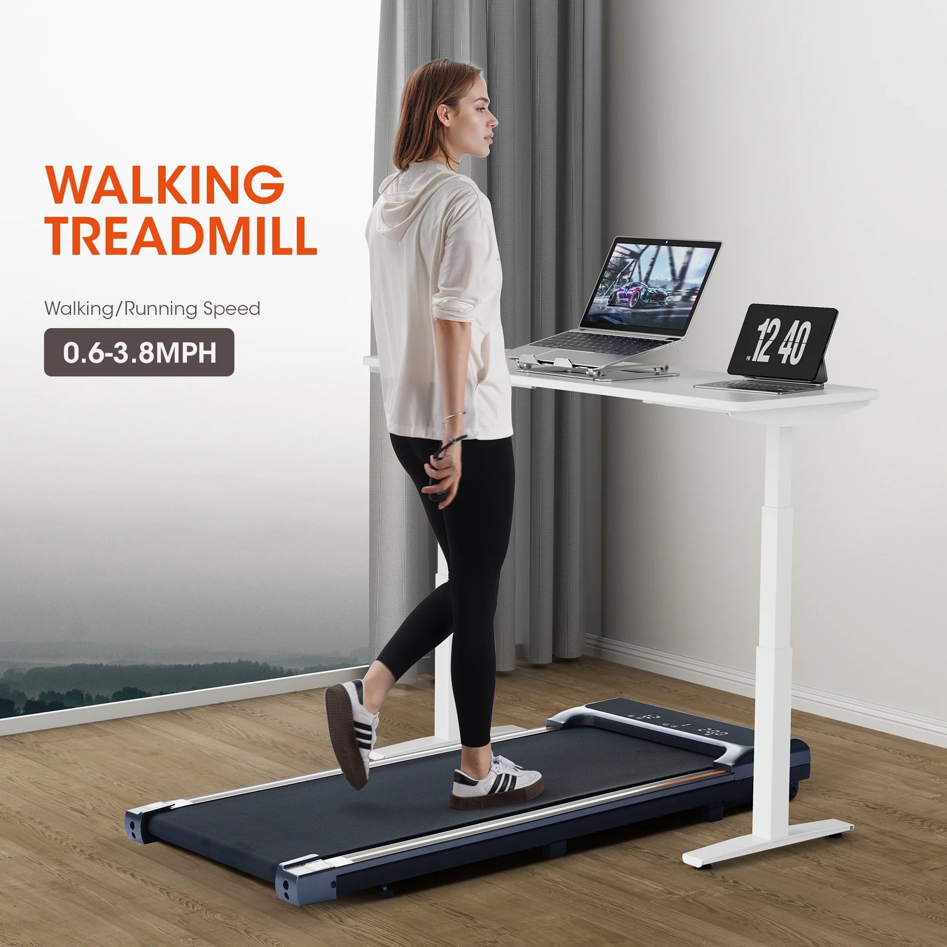 Revolutionary 2-in-1 Under Desk Treadmill - Lightweight, Remote-Controlled, Perfect for Home Office Workouts!