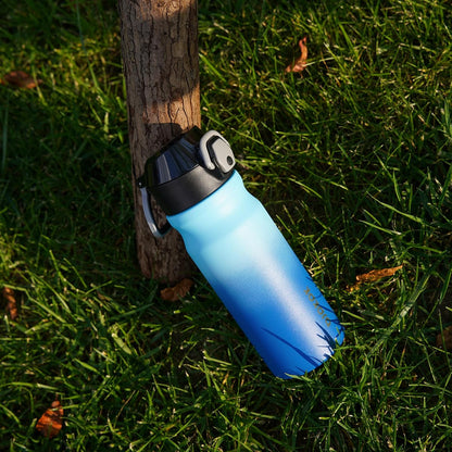18Oz Insulated Water Bottle with Straw Stainless Steel Double Wall Water Bottles Bpa-Free Leak Proof Thermos with Lockable Flip Lid and Soft Silicone Spout,Ocean Dream