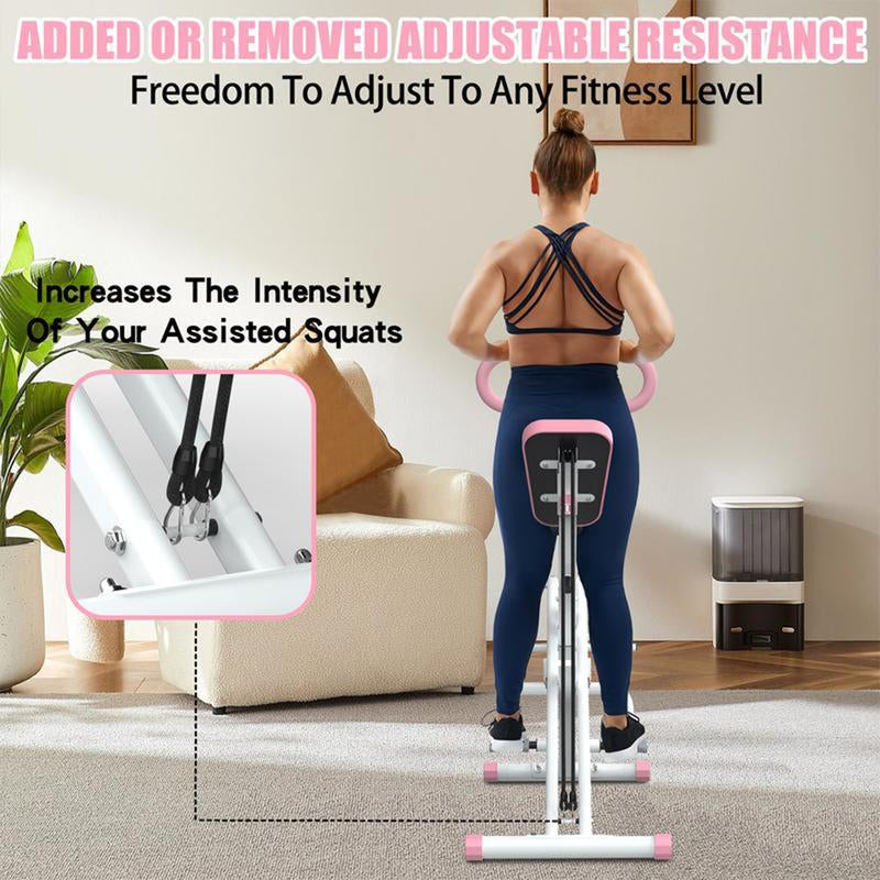 Squat Machine for Home, Adjustable 4 Resistance Bands,Rodeocore Exercise Machine, Ride & Rowingmachine for Botty Glutes Butt Thighs, Foldable 330LBS, Abback/Leg Press Hip Thrust Christmas Gift