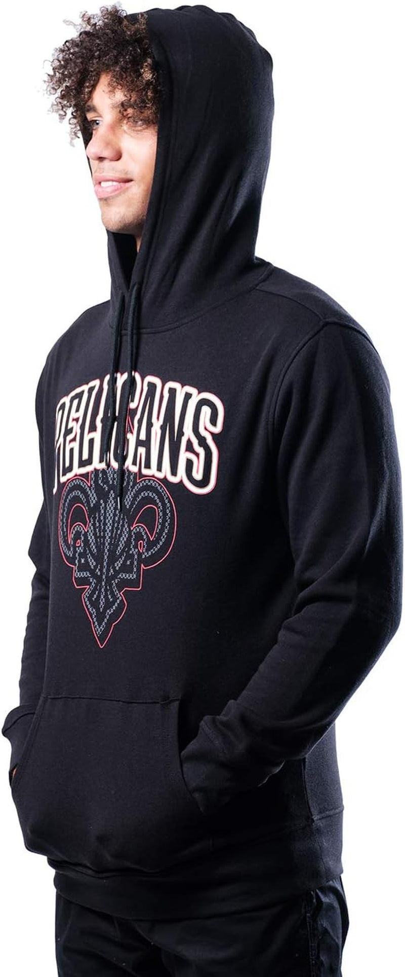 NBA New Orleans Pelicans Mens Fleece Hoodie Pullover Sweatshirt Primo Metallic, Black, Small