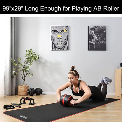 Exercise Mat for AB Roller AB Mat Thin, Long Foldable Gym Mats for Home Gym, Indoor and Out Door Exercises, Black Picnic Mat for One Person,99'X29'