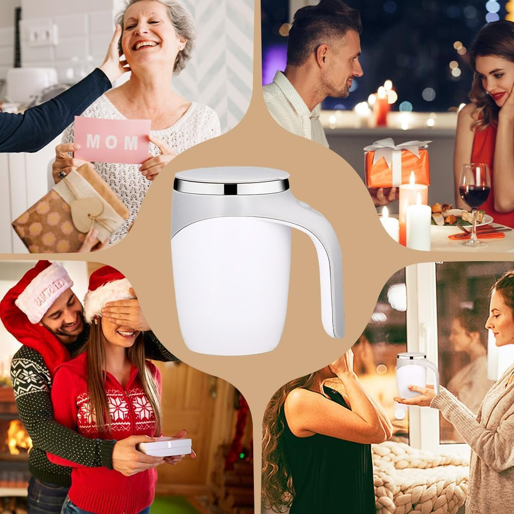 Self Stirring Coffee Mug, Automatic Magnetic Stirring Coffee Mug, Electric Mixing Coffee Mug Office, Multi Purpose Automatic Stirring Mug for Milk/Cocoa Travel Household School (Black(Battery))