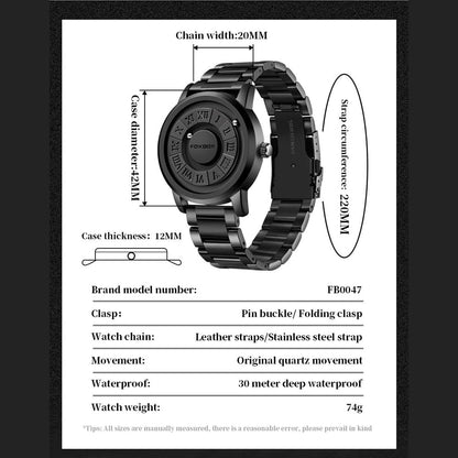 Unisex Cool Watches Roman Numerals Creative Magnetic Levitation Balls Dial Waterproof Quartz Wrist Watches Couple Watch