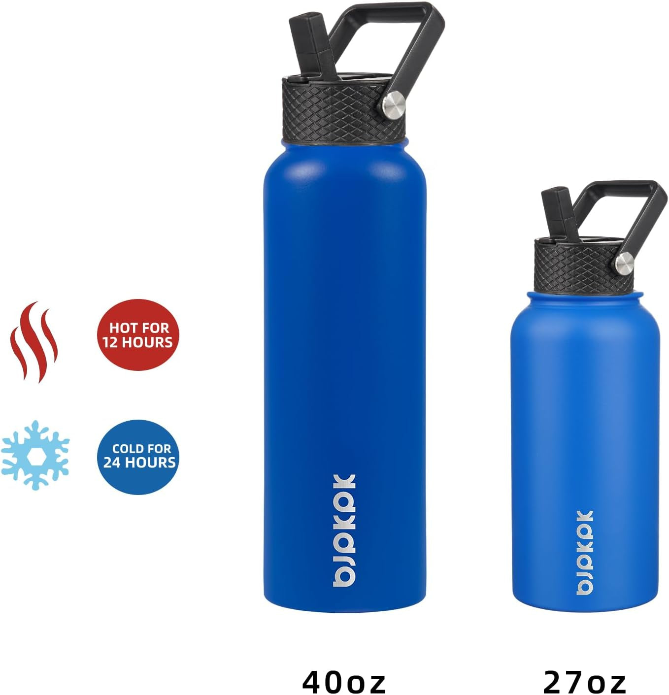 Insulated Water Bottles with Straw Lid, 27Oz Stainless Steel Water Bottle with 3 Lids, Leak Proof BPA Free Metal Thermos Mug, Sports Water Bottle Keep Cold & Hot- Sapphire