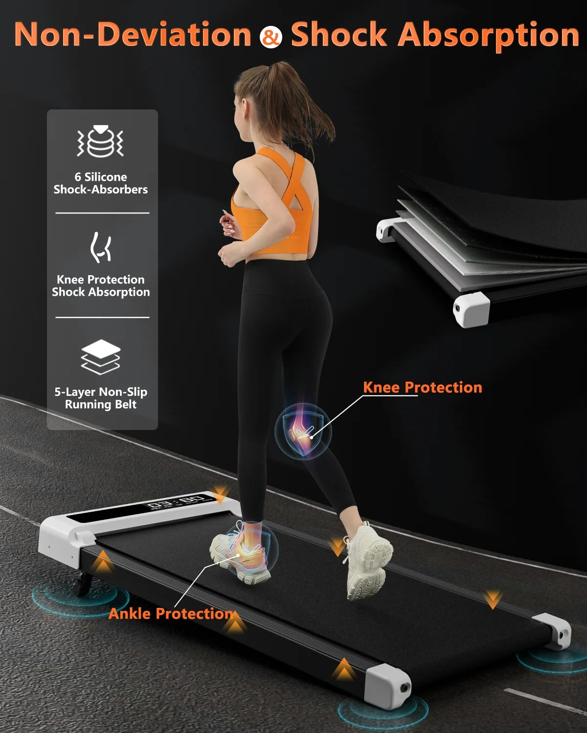 2-in-1 Incline Walking Pad Treadmill - Compact 2.5HP for Home & Office with Remote Control & LED Display