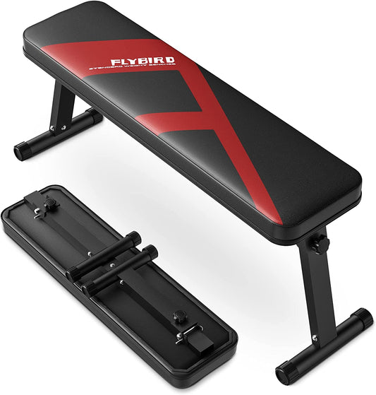 Flat Bench, Foldable Flat Weight Bench Easy Assembly for Strength Training Bench Press, 600/1000 LBS 2 Versions