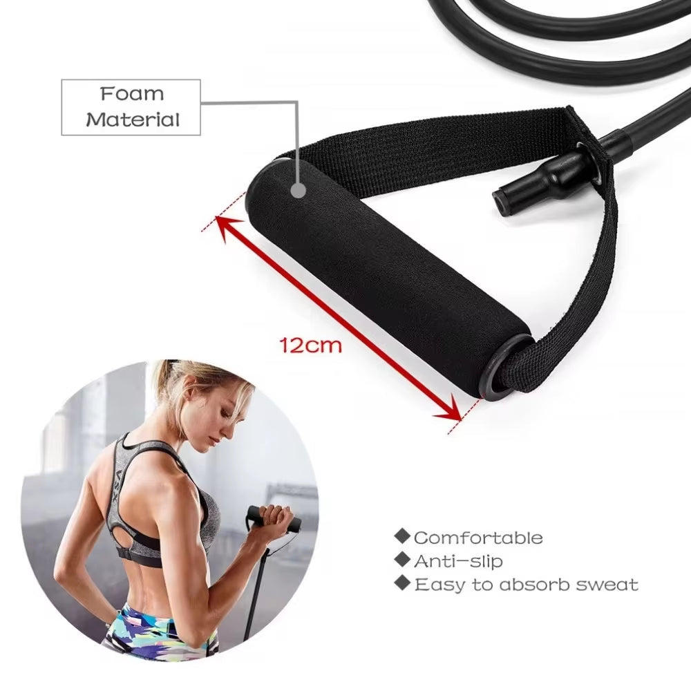 5-Level Resistance Hot Yoga Pull Rope Bands with Handles - Elastic Sports Bodybuilding & Muscle Training Rubber Tube for Home Gym Workouts