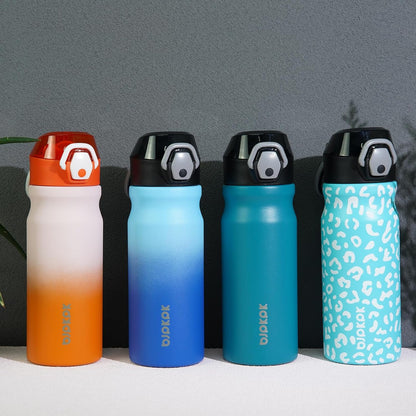 Stainless Steel Insulated Water Bottle with Straw Lid 18Oz Reusable Metal Thermos Bottles Keep Cold and Hot,Purple