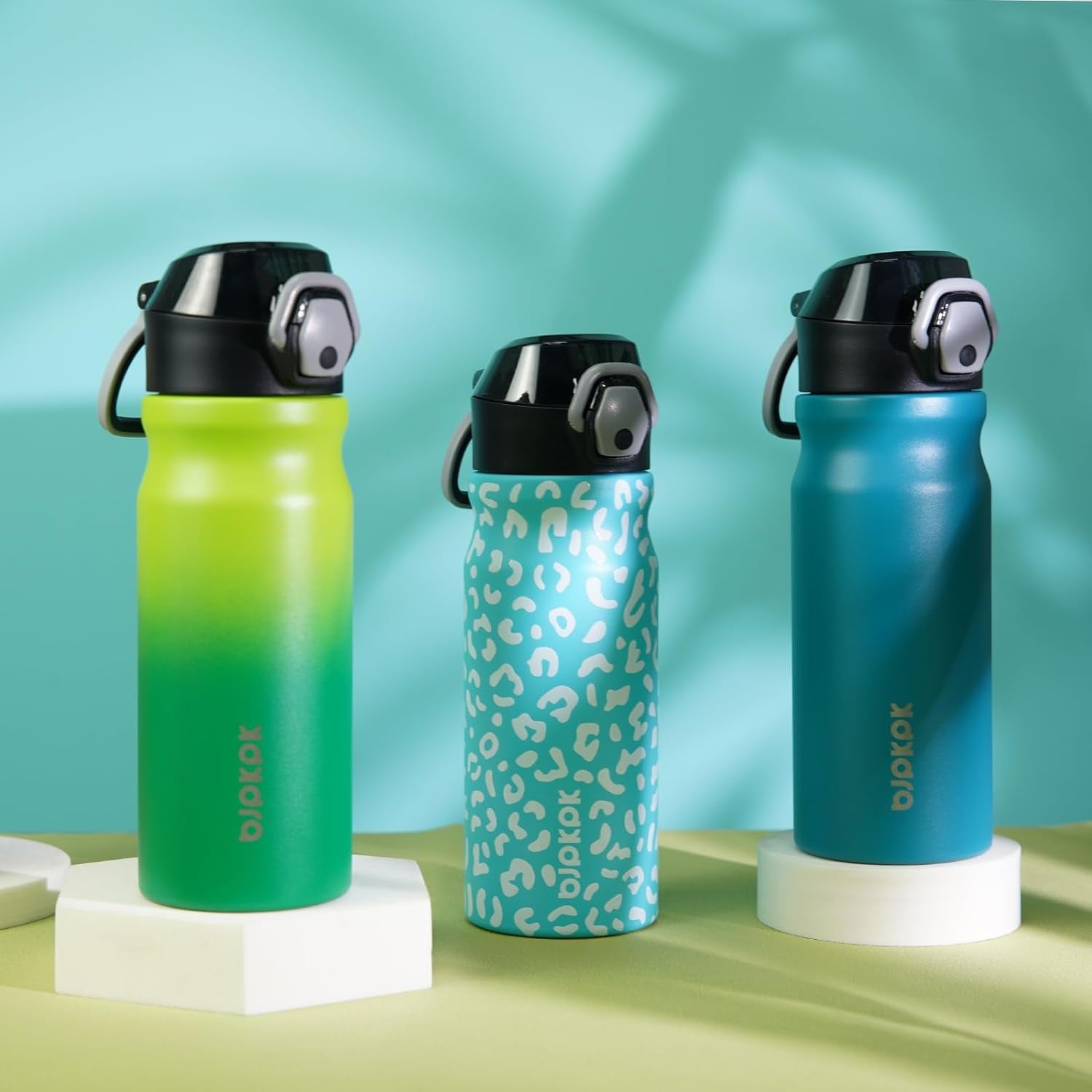 Insulated Water Bottle 18Oz Stainless Steel Water Bottles with Straw and Carry Handle Double Wall Metal Thermos,Navy Blue
