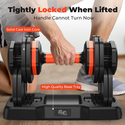 25LB 55LB Adjustable Dumbbells Set, 5LB to 25LB Dumbbells Pair,15Lb to 55LB Adjustable Dumbbells of 2, Home Gym Weight Dumbbells Set 50Lbs/110Lbs, Anti-Slip Handle for Exercise Equipment