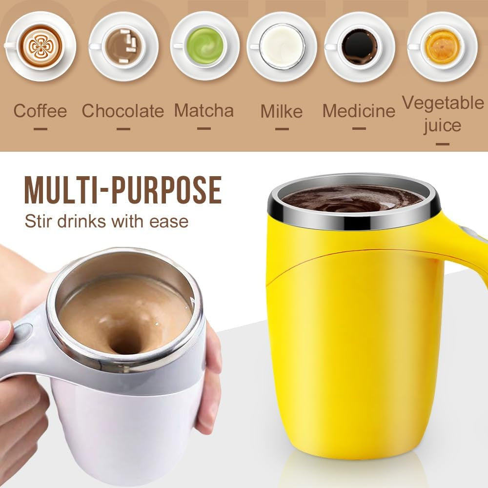 Self Stirring Coffee Mug, Automatic Magnetic Stirring Coffee Mug, Electric Mixing Coffee Mug Office, Multi Purpose Automatic Stirring Mug for Milk/Cocoa Travel Household School (Black(Battery))