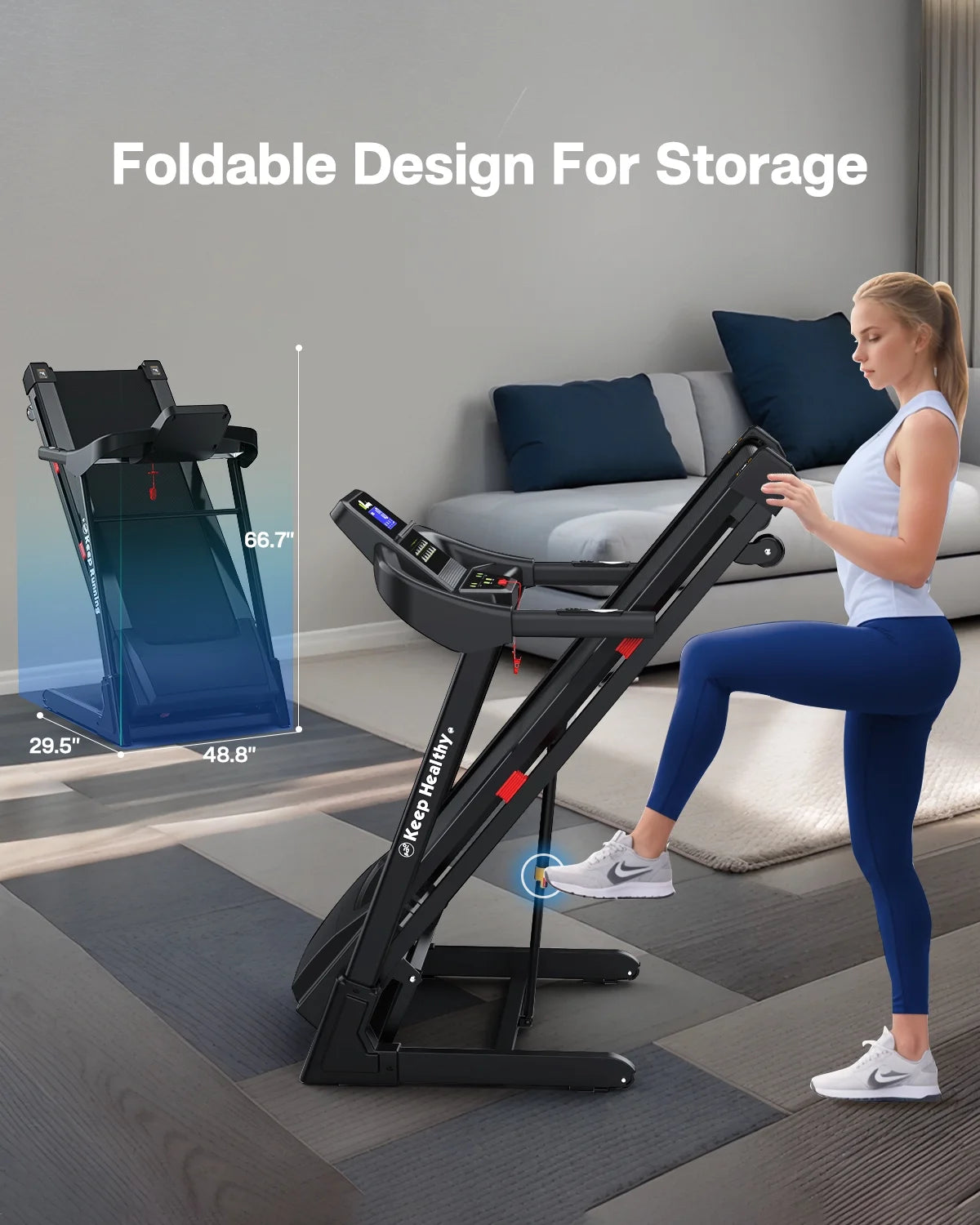 Treadmill with 15% Auto Incline for Home 400LBS Capacity - 3.5 HP Heavy Duty Treadmill Foldable with App/Bluetooth - 18 Inch Wide Belt, Folding Treadmill for Home Gym Walking Running Exercise