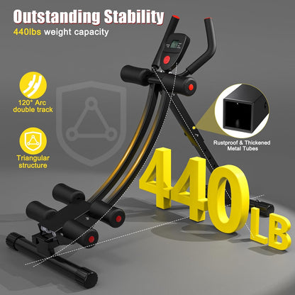 Ab Workout Equipment, Ab Machine for Women Home Gym, Adjustable Core Abdominal Exercise Fitness Equipment for Full Body Shaping, Foldable Waist Trainer Ab Cruncher Strength Training