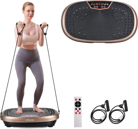 Fitmax 3D XL Vibration Plate Exercise Machine - Whole Body Workout Vibration Platform W/Loop Bands - Lymphatic Drainage Machine for Weight Loss, Shaping, Wellness, Recovery