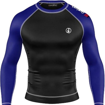 KOMBAT USA Jiu Jitsu BJJ Men'S Rash Guard, Long Full Sleeve, Sports Nogi Training, IBJJF Rank Color