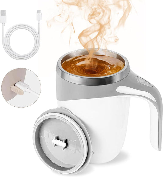 Self Stirring Coffee Mug, 2025 New Automatic Magnetic Stirring Coffee Mug, Magnetic Coffee Stirrer Mug for Milk, Rechargeable Coffee Mug Electric Mixing Cup for Coffee Milk Tea (1, White)