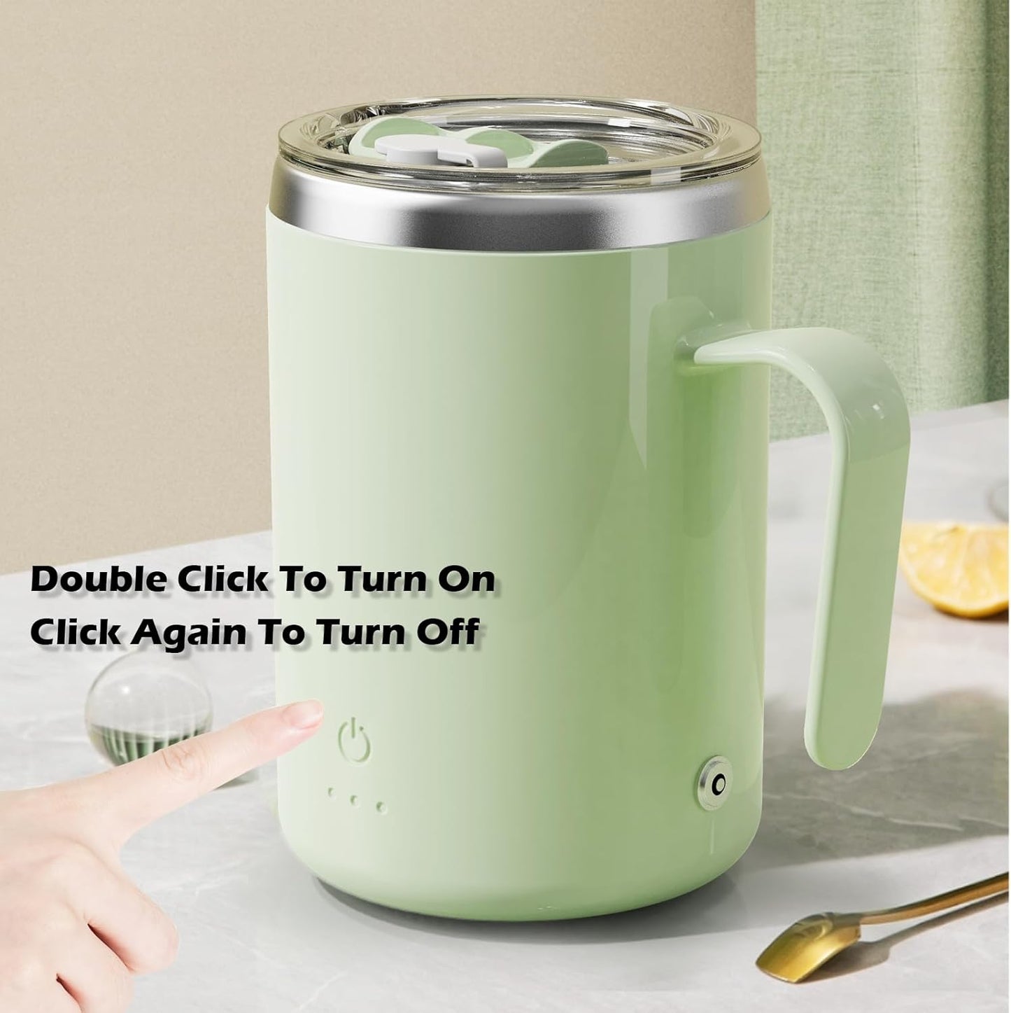 Rechargeable Self Stirring Mug - Magnetic Adsorption Charging | IPX7 | Electric Auto Mixing Stainless Steel Cup 400 Ml/13.5 Oz(Pink)