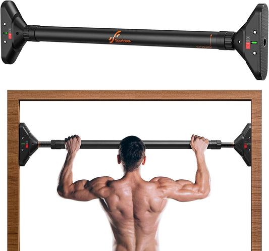 Pull up Bar: Strength Training Chin up Bar without Screws - Adjustable 29.5''-37'' Width Locking Mechanism Pull-Up Bar for Doorway - Max Load 440Lbs for Home Gym Upper Body Workout, Non-Slip