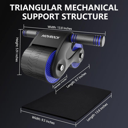 Ab Roller Wheel with Automatic Rebound for Home Gym Core Fitness, Sturdy Abdominal Exercise Equipment, Includes Knee Pad, Perfect for Ab Workouts and Strength Training