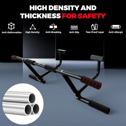 Pull up Bar for Doorway, 440 Lbs Heavy Duty Upper Body Fitness Workout Bar for Home Gym Exercise, Multi-Grip Strength Wall Mounted Door Frame Chin-Up Bar for Almost All Doors