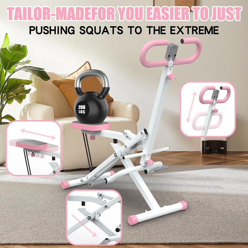 【Kinmac】260Lbs Squat Machine Full-Body Exercise for Home - Assist Trainer for Glutes Workout Foldable with Resistance Bands, for Botty Glutes Butt Thighs, Ab Back/Leg Press Hip Thrust for Home Gym Fitness