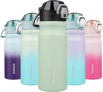 Stainless Steel Insulated Water Bottle with Straw Lid 18Oz Reusable Metal Thermos Bottles Keep Cold and Hot,Sage