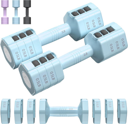 Adjustable Dumbbells Hand Weights Set:  4 in 1 Weight Each 2Lb 3Lb 4Lb 5Lb Free Weights Dumbbells Set for Women Fast Adjust Dumbbell Set for Men Home Gym Workout Strength Training Exercise