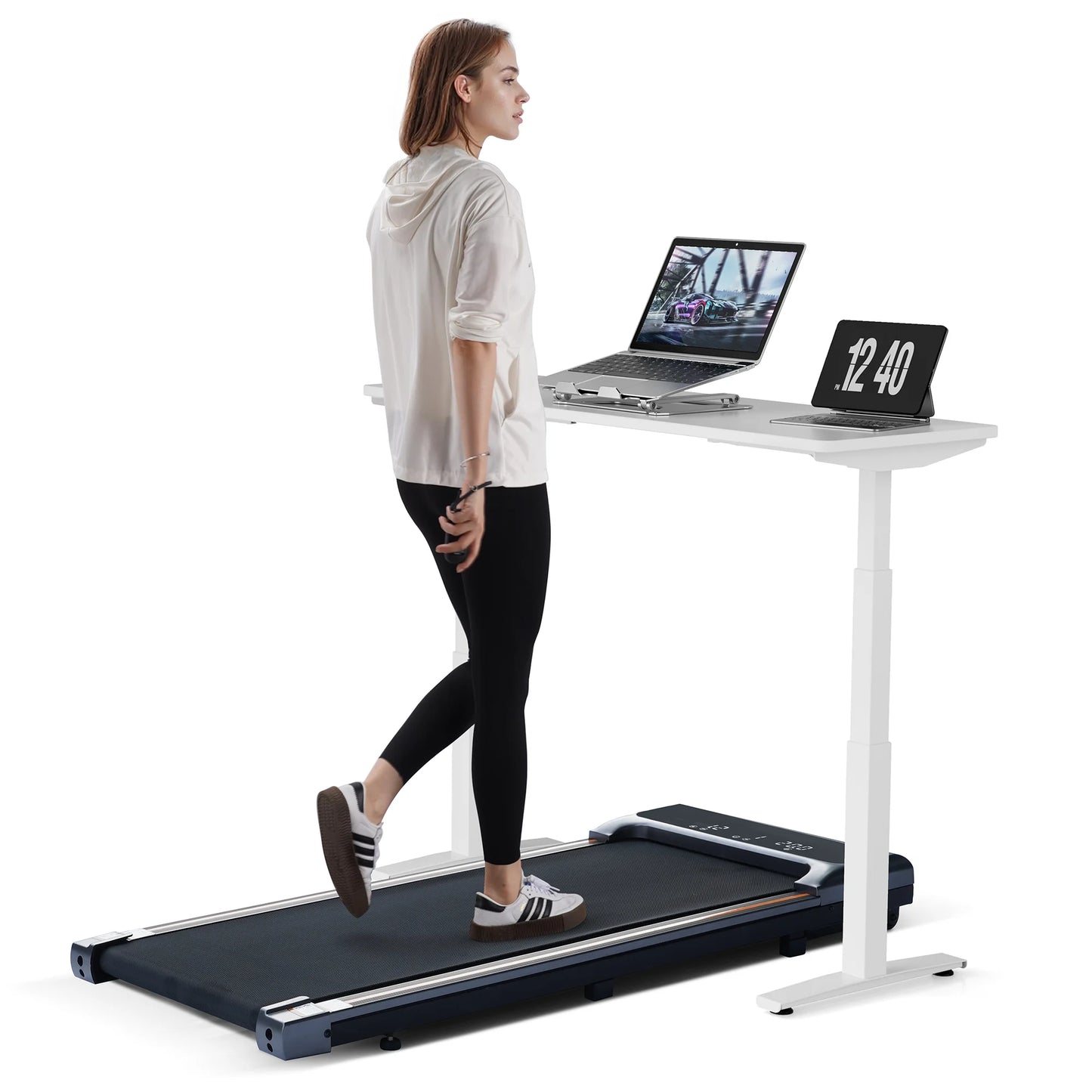 Revolutionary 2-in-1 Under Desk Treadmill - Lightweight, Remote-Controlled, Perfect for Home Office Workouts!