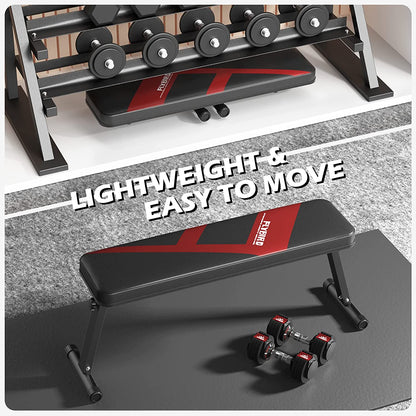 Flat Bench, Foldable Flat Weight Bench Easy Assembly for Strength Training Bench Press, 600/1000 LBS 2 Versions