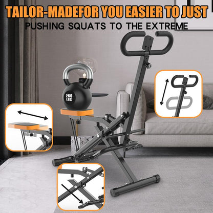 【Kinmac】260Lbs Squat Machine Full-Body Exercise for Home - Assist Trainer for Glutes Workout Foldable with Resistance Bands, for Botty Glutes Butt Thighs, Ab Back/Leg Press Hip Thrust for Home Gym Fitness