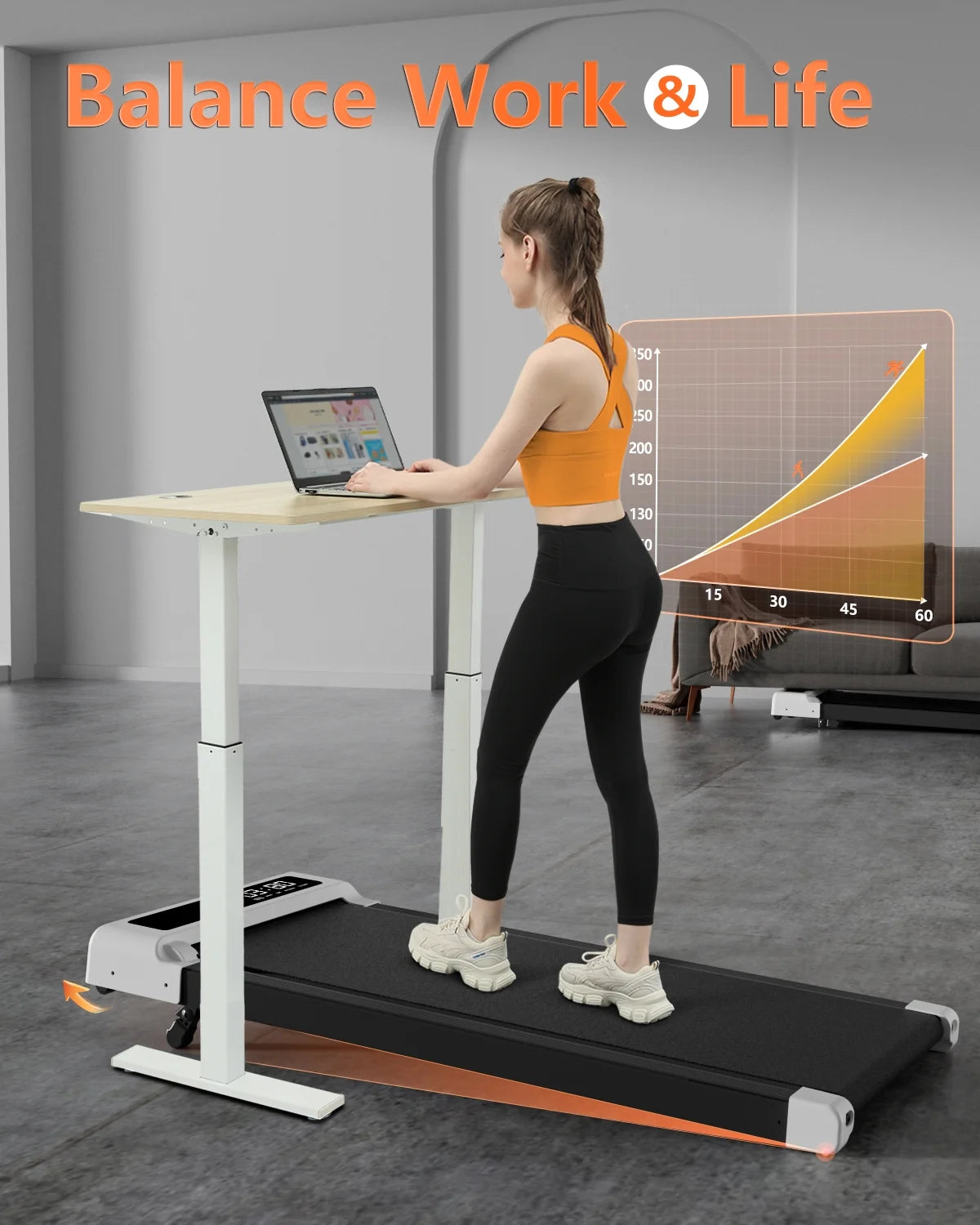 2-in-1 Incline Walking Pad Treadmill - Compact 2.5HP for Home & Office with Remote Control & LED Display